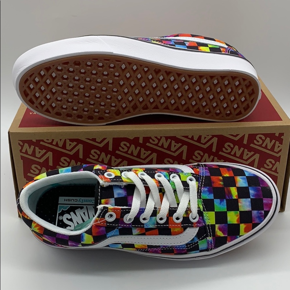 •VANS COMFYCUSH OLD SKOOL Tie-Dye CHECKERBOARD Mens - Picture 11 of 16